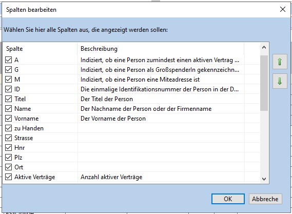 spalten bearbeiten