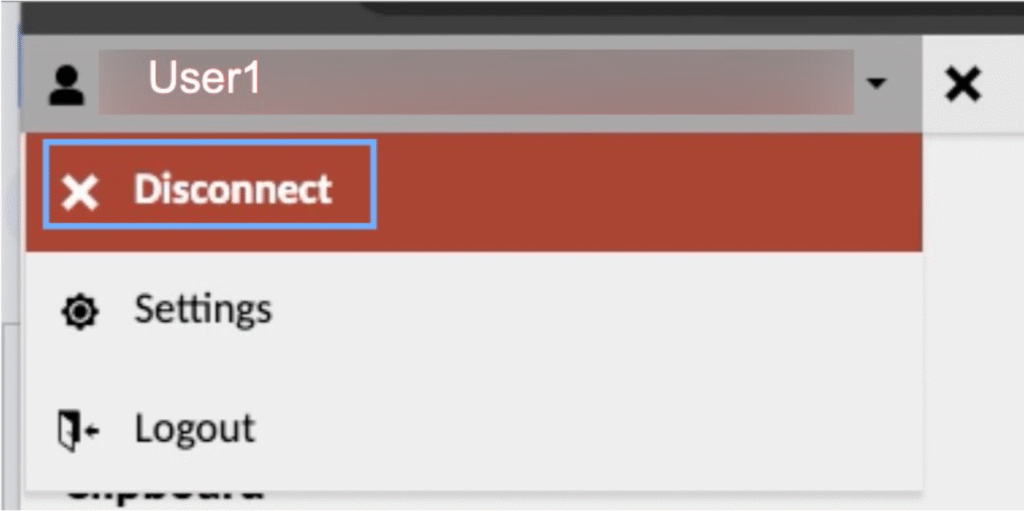 Verbindung zum rdp-server trennen - klick auf Trennen