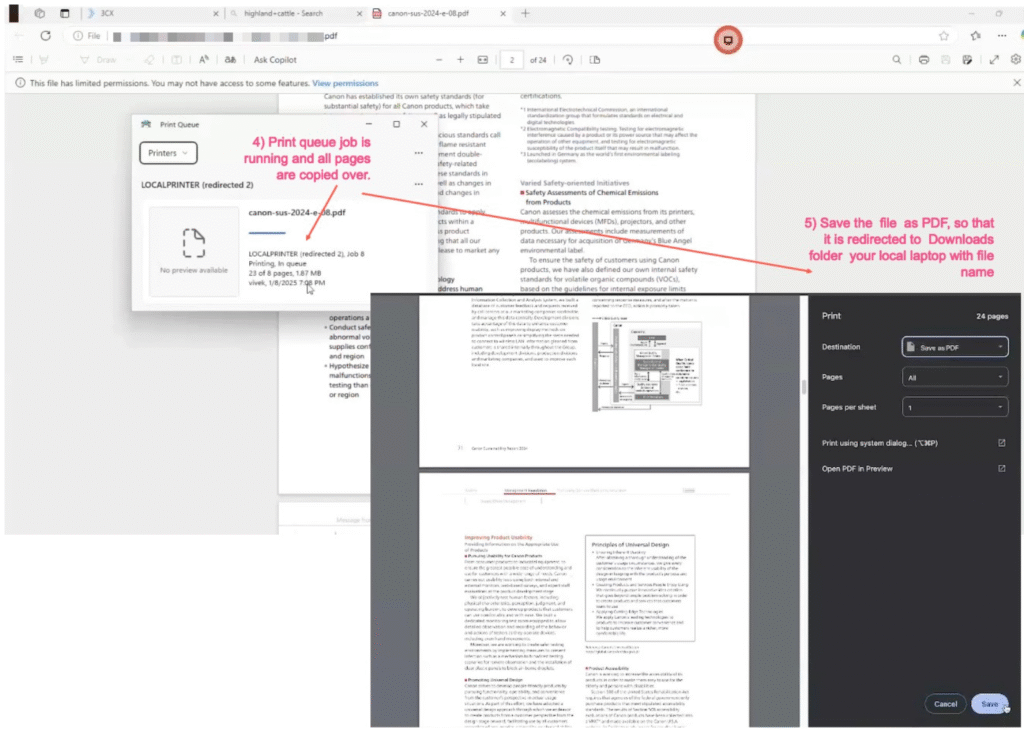 Druckansicht und Dokument als pdf speichern