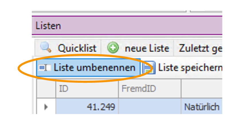 Liste umbenennen