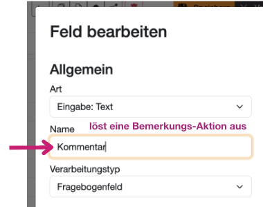 feldbenennung kommentar