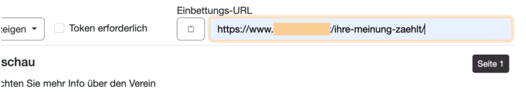 Feld Einbettungs URL