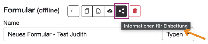 button: informationen für einbettung