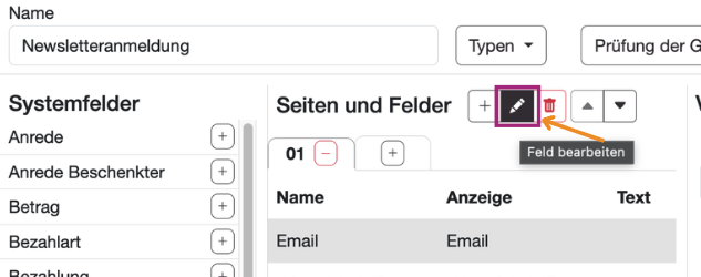 button feld bearbeiten