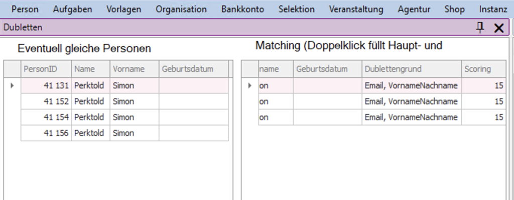 Fenster Dubletten im Fundraising Studio