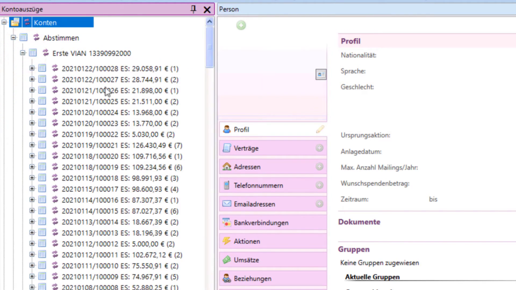 Kontoauszüge nach Datum sortiert