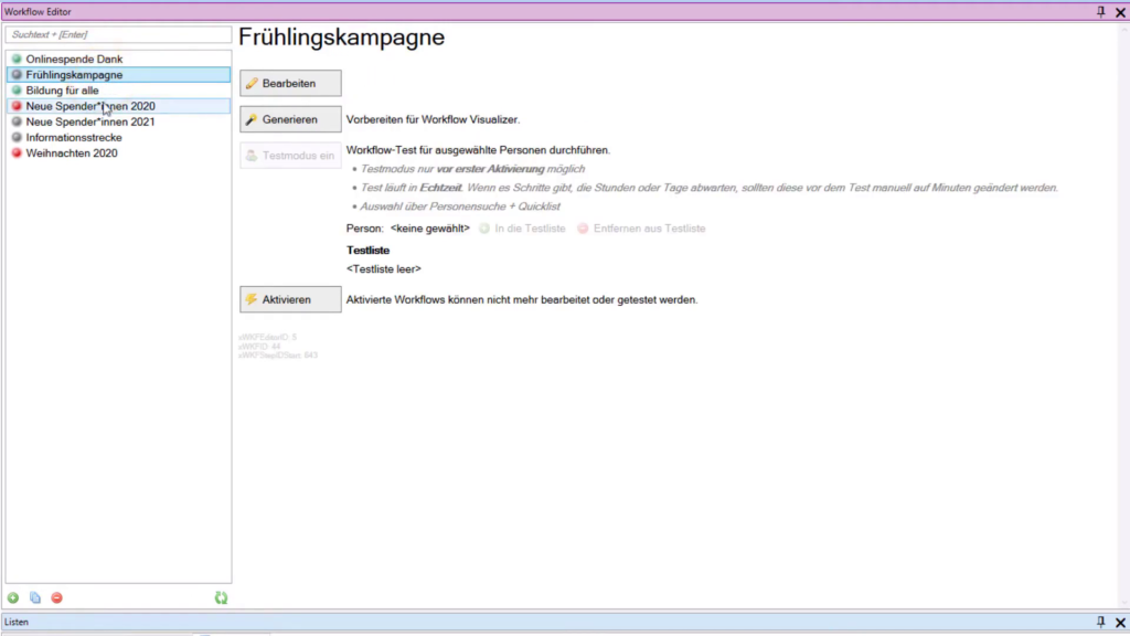 Aufbau des Workflow-Editor-Toolfensters