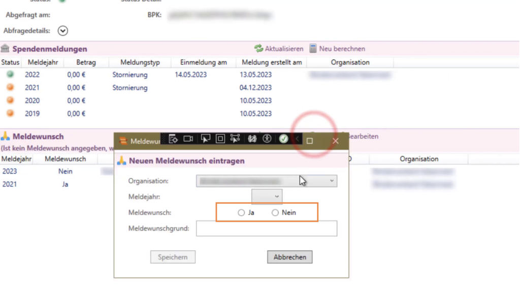 Neuen Meldewunsch eintragen