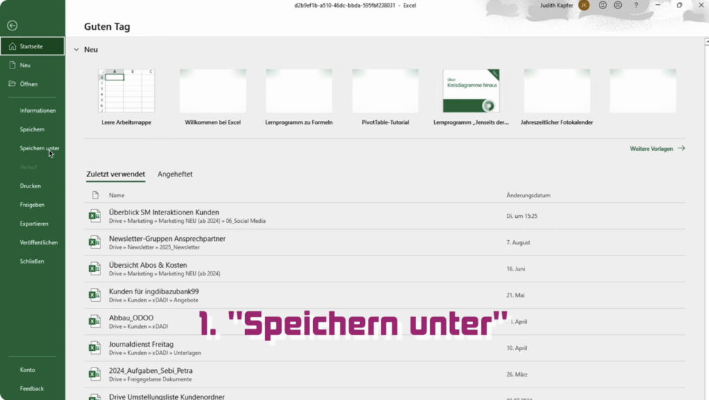 Klassisches Speichern unter