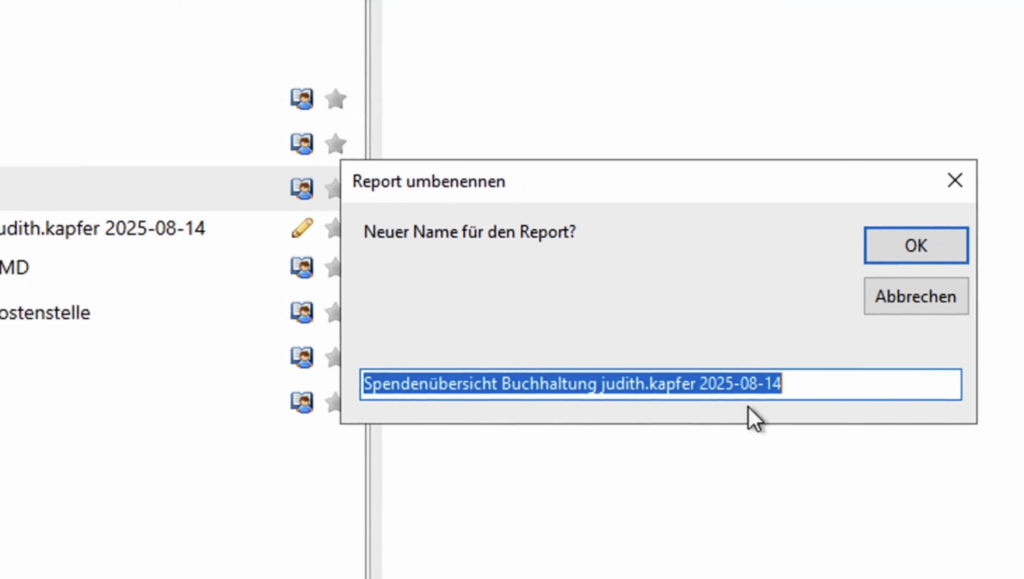 Report umbenennen