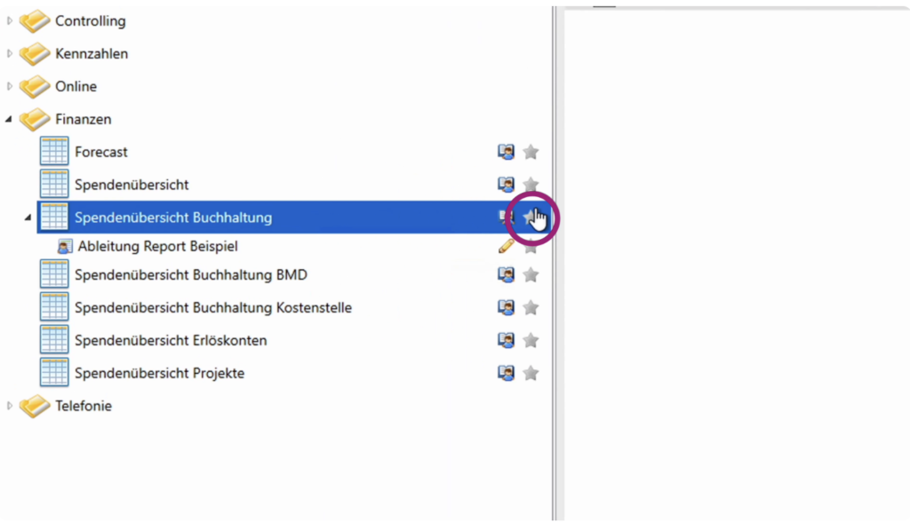 Reports als Favoriten speichern