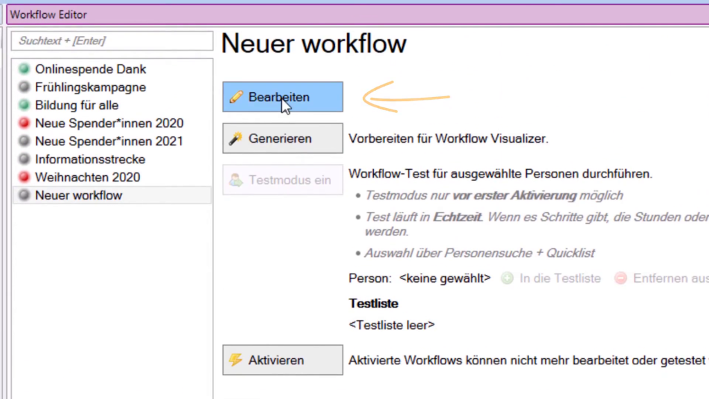 Workflow bearbeiten