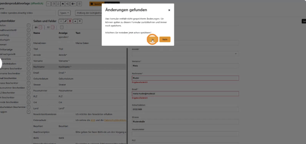 Änderungen speichern
